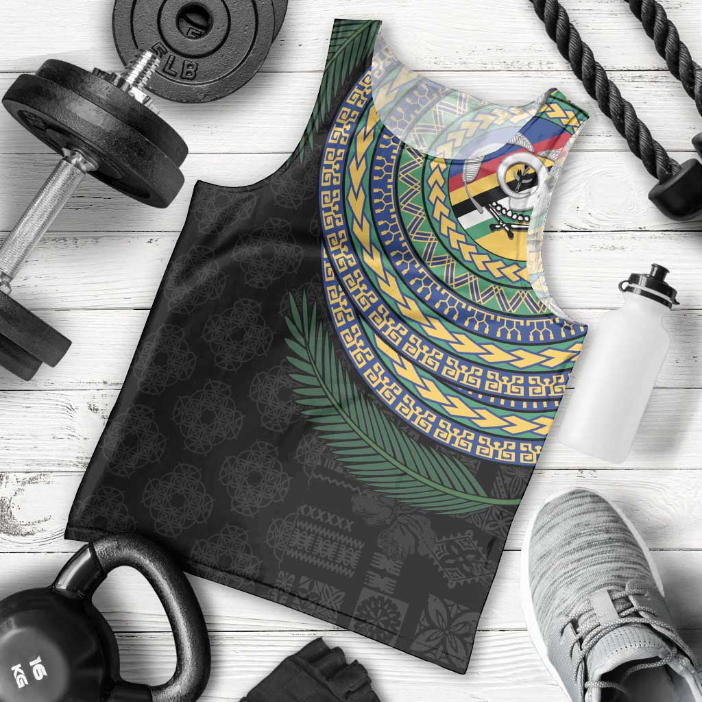 Torba Tribal Tattoo with Namele Leaves Men Tank Top