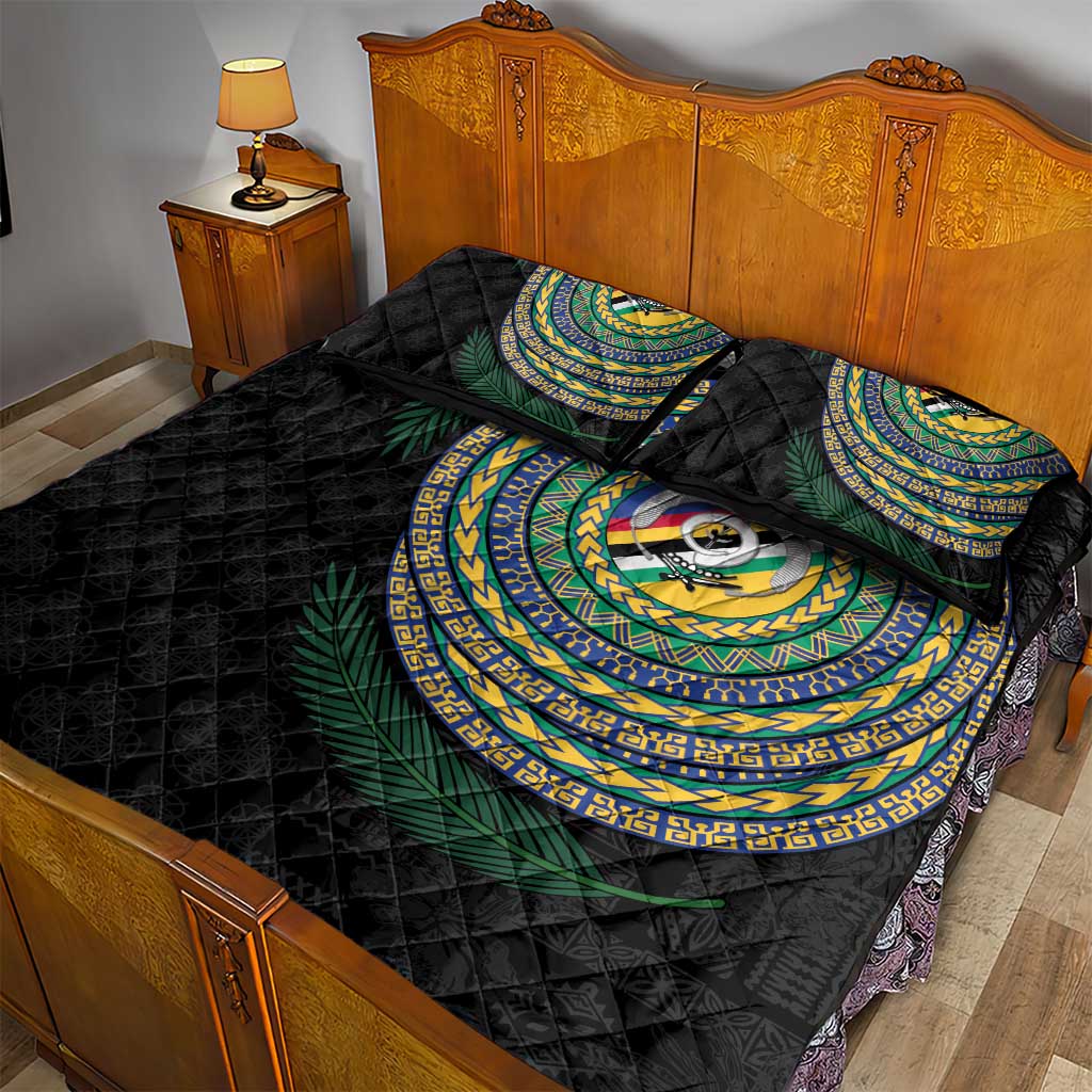 Torba Tribal Tattoo with Namele Leaves Quilt Bed Set