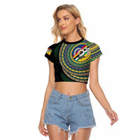 Torba Tribal Tattoo with Namele Leaves Raglan Cropped T Shirt