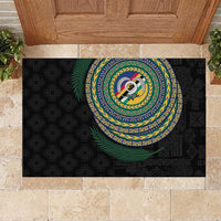 Torba Tribal Tattoo with Namele Leaves Rubber Doormat