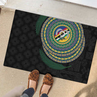 Torba Tribal Tattoo with Namele Leaves Rubber Doormat