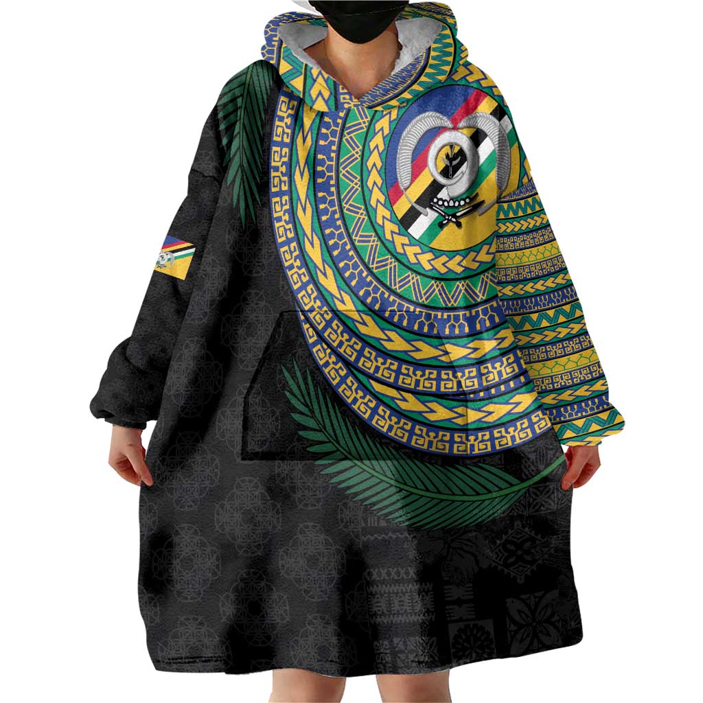 Torba Tribal Tattoo with Namele Leaves Wearable Blanket Hoodie