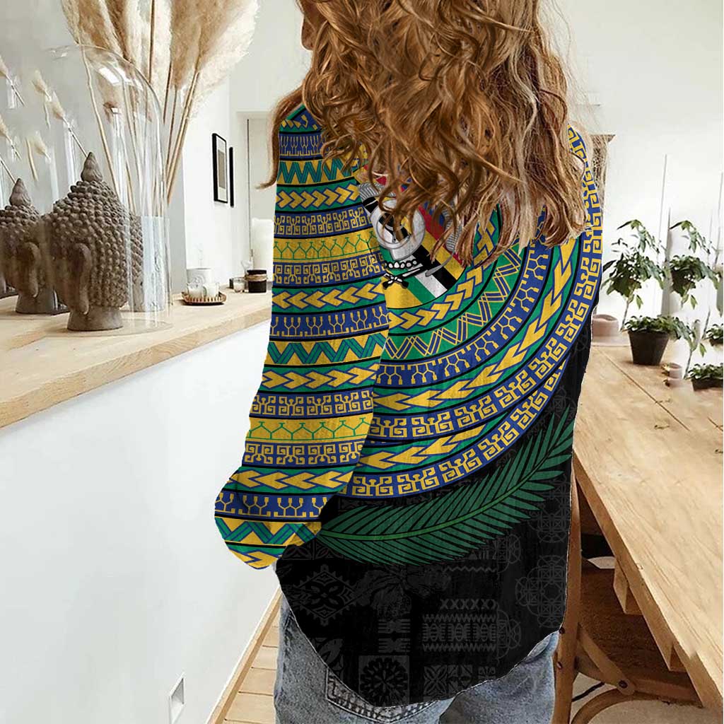 Torba Tribal Tattoo with Namele Leaves Women Casual Shirt