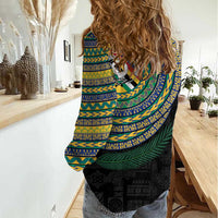 Torba Tribal Tattoo with Namele Leaves Women Casual Shirt