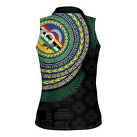 Torba Tribal Tattoo with Namele Leaves Women Sleeveless Polo Shirt
