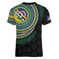 Torba Tribal Tattoo with Namele Leaves Women V-Neck T-Shirt