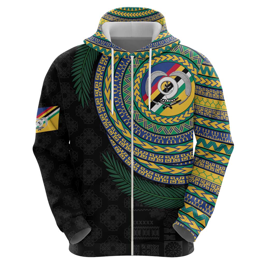 Torba Tribal Tattoo with Namele Leaves Zip Hoodie