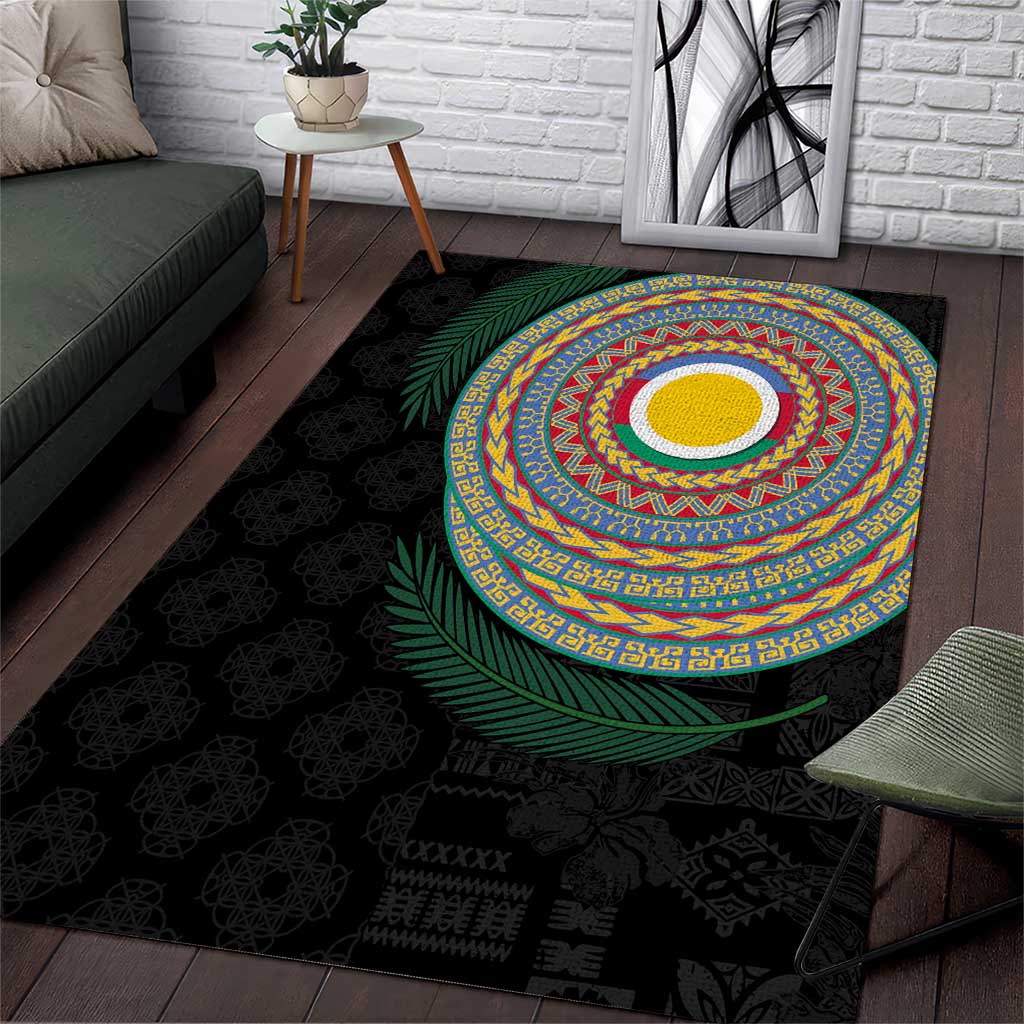 Shefa Tribal Tattoo with Namele Leaves Area Rug