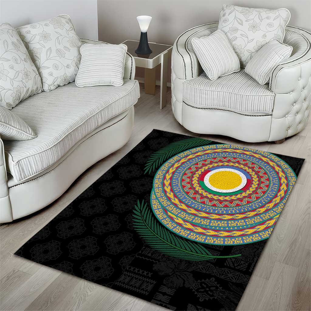 Shefa Tribal Tattoo with Namele Leaves Area Rug