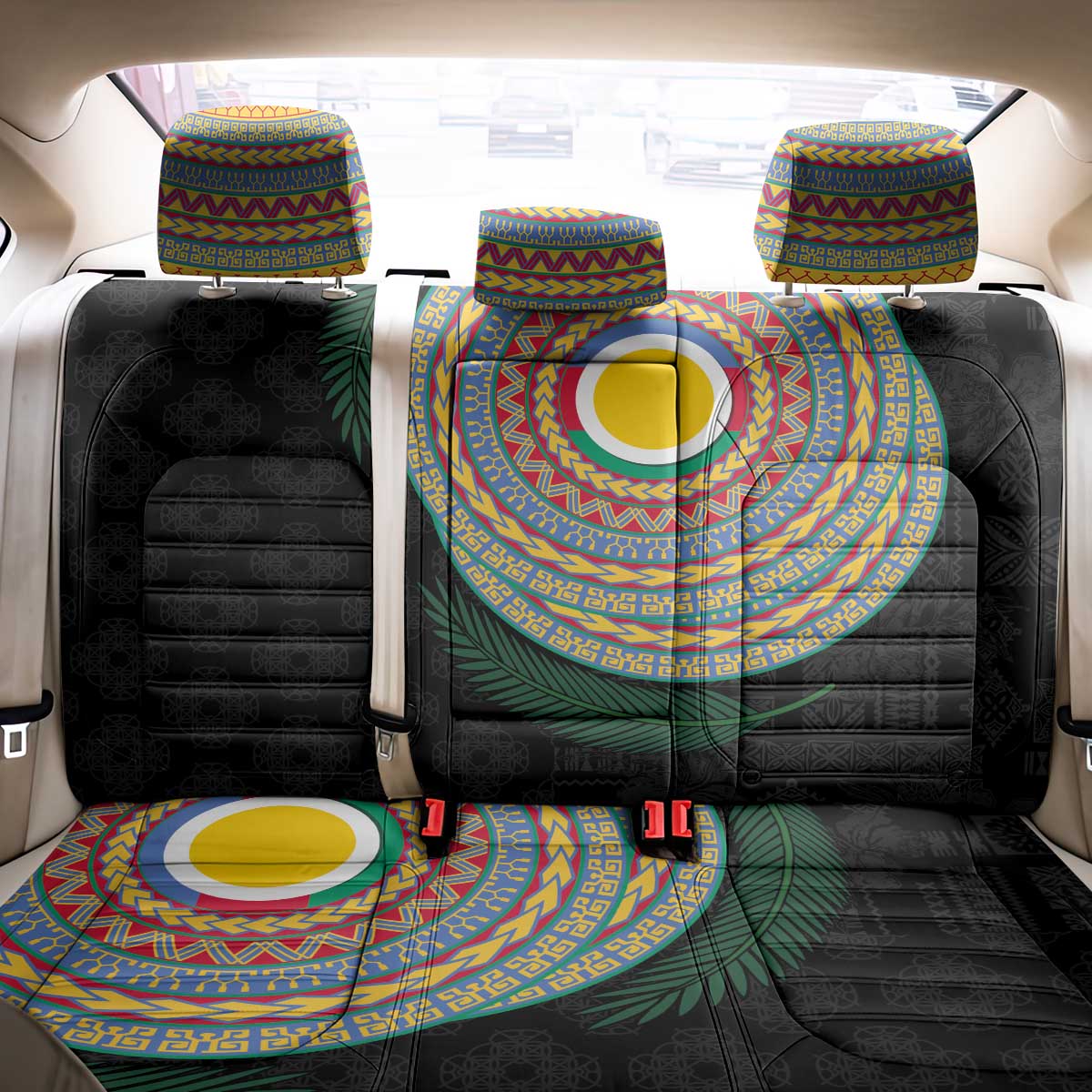 Shefa Tribal Tattoo with Namele Leaves Back Car Seat Cover