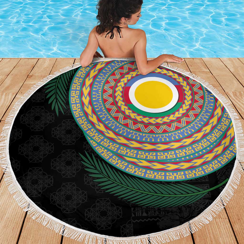 Shefa Tribal Tattoo with Namele Leaves Beach Blanket