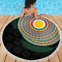 Shefa Tribal Tattoo with Namele Leaves Beach Blanket