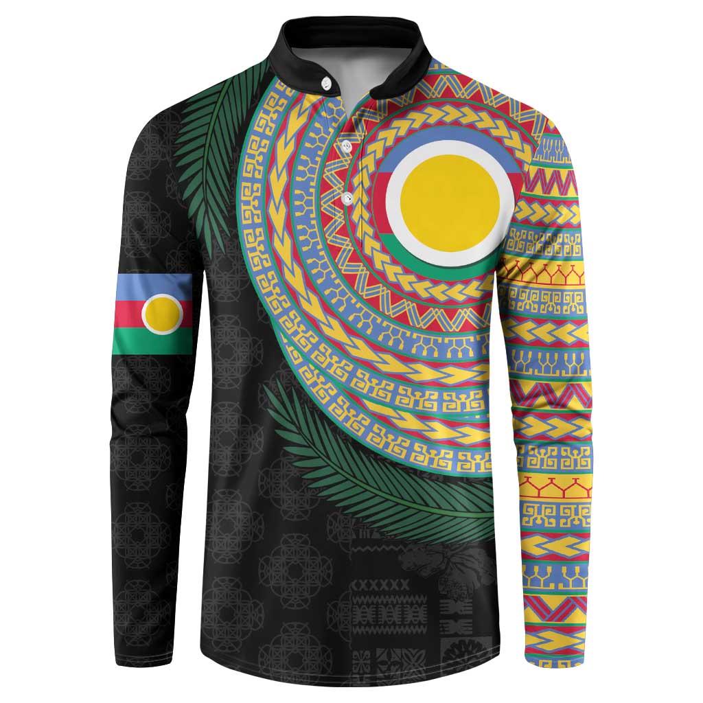 Shefa Tribal Tattoo with Namele Leaves Button Sweatshirt