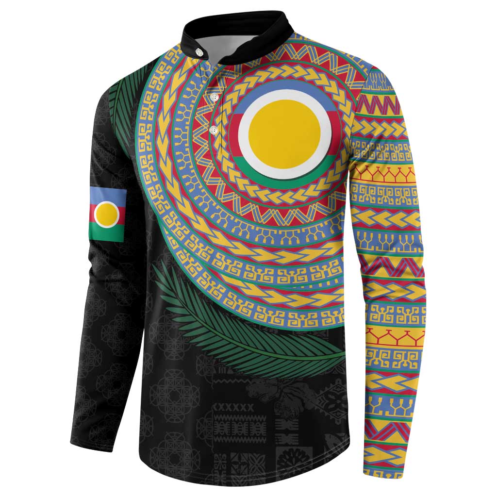 Shefa Tribal Tattoo with Namele Leaves Button Sweatshirt