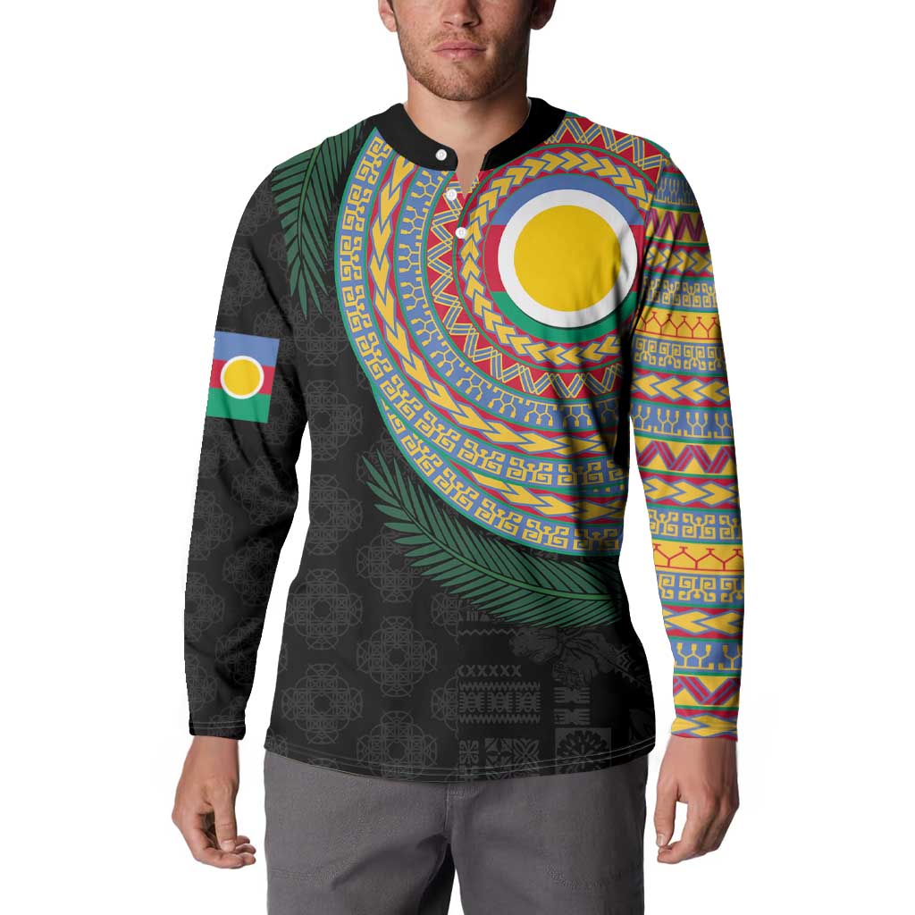 Shefa Tribal Tattoo with Namele Leaves Button Sweatshirt