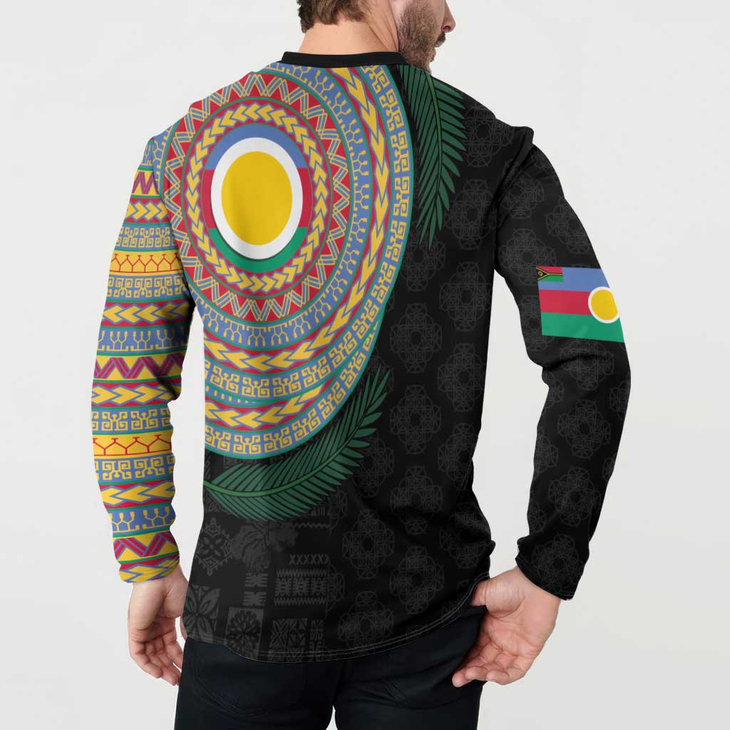 Shefa Tribal Tattoo with Namele Leaves Button Sweatshirt