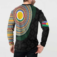 Shefa Tribal Tattoo with Namele Leaves Button Sweatshirt