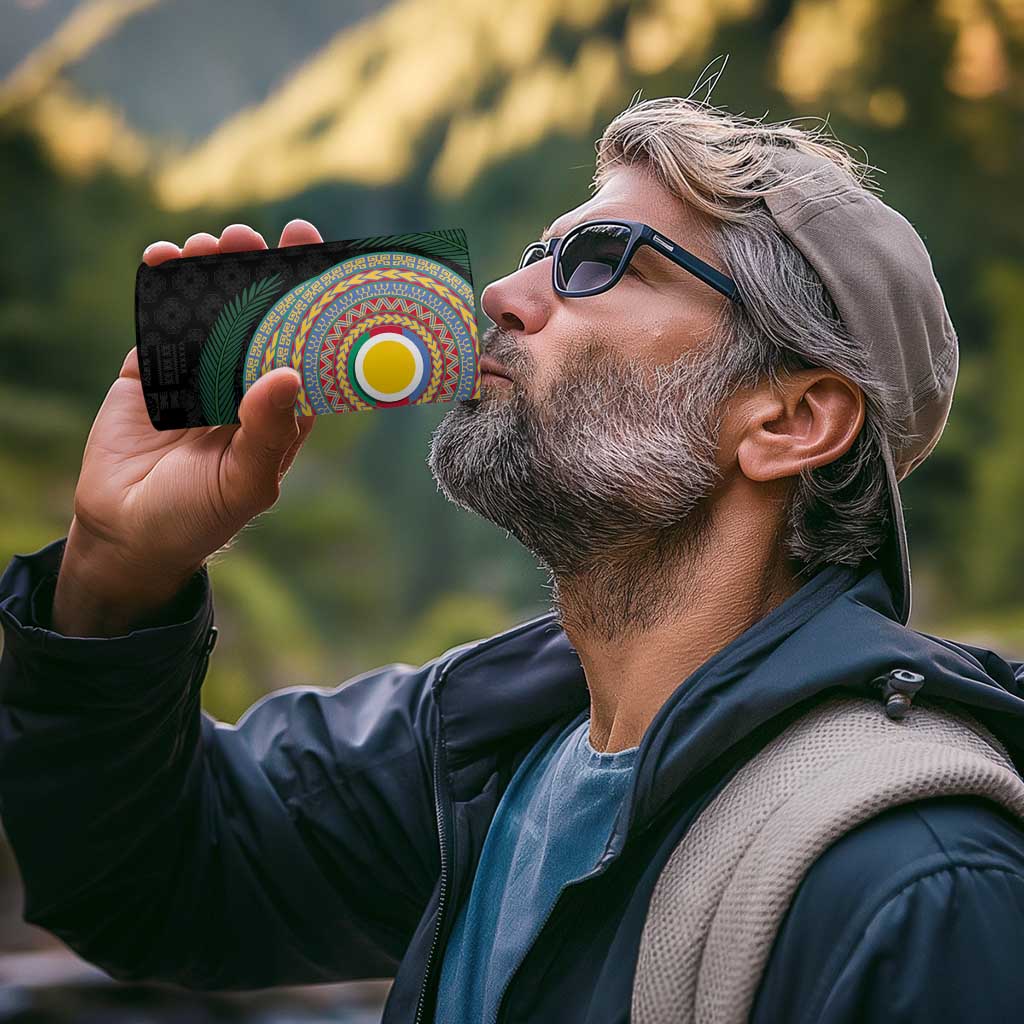 Shefa Tribal Tattoo with Namele Leaves 4 in 1 Can Cooler Tumbler