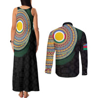 Shefa Tribal Tattoo with Namele Leaves Couples Matching Tank Maxi Dress and Long Sleeve Button Shirt