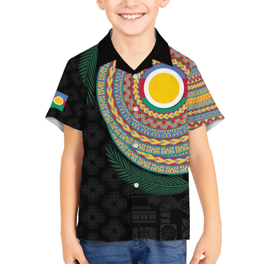Shefa Tribal Tattoo with Namele Leaves Kid Hawaiian Shirt