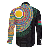Shefa Tribal Tattoo with Namele Leaves Long Sleeve Button Shirt