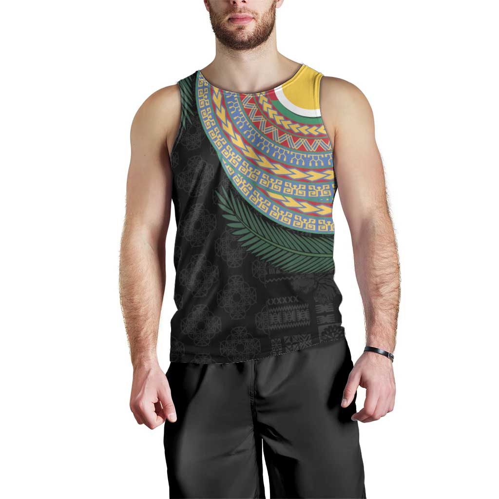 Shefa Tribal Tattoo with Namele Leaves Men Tank Top