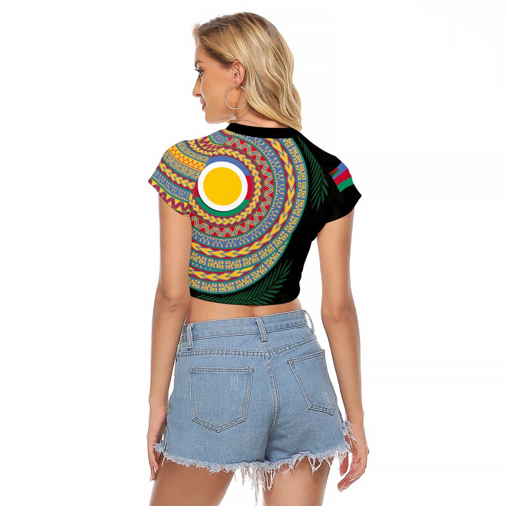 Shefa Tribal Tattoo with Namele Leaves Raglan Cropped T Shirt