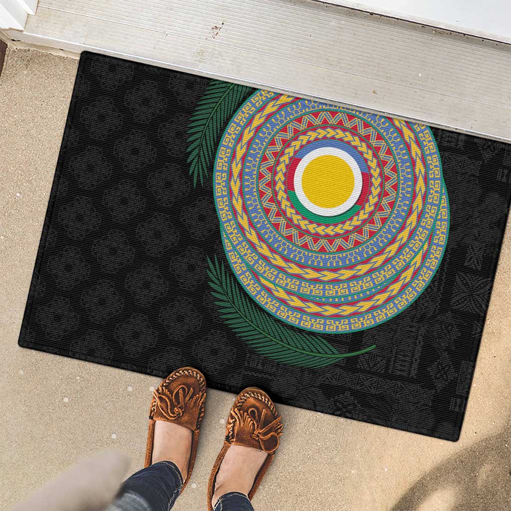 Shefa Tribal Tattoo with Namele Leaves Rubber Doormat