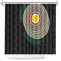 Shefa Tribal Tattoo with Namele Leaves Shower Curtain
