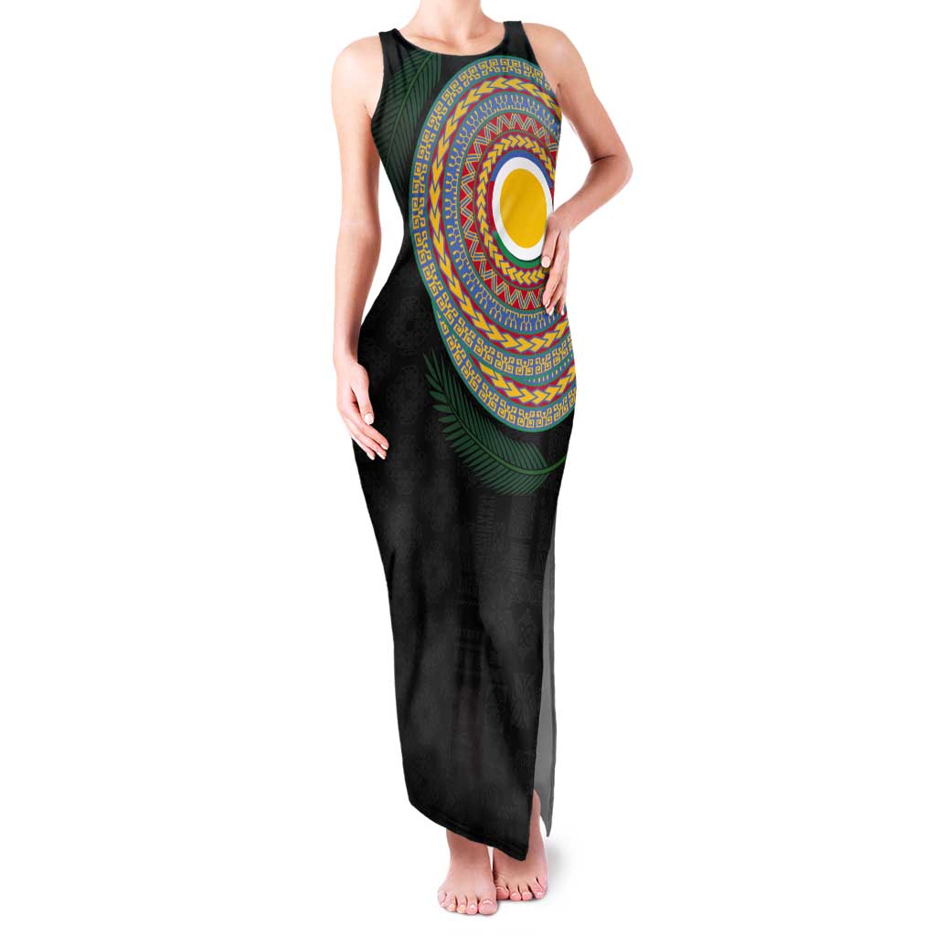 Shefa Tribal Tattoo with Namele Leaves Tank Maxi Dress