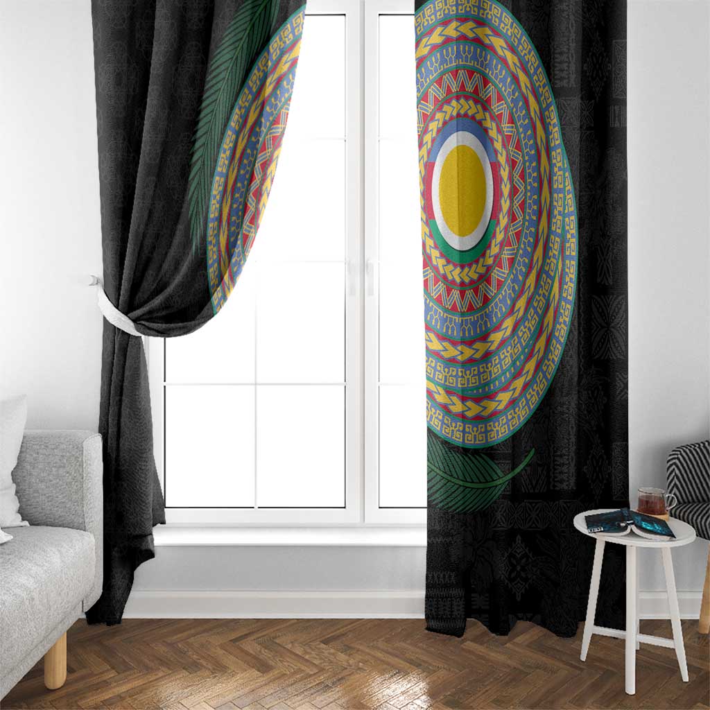 Shefa Tribal Tattoo with Namele Leaves Window Curtain