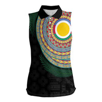 Shefa Tribal Tattoo with Namele Leaves Women Sleeveless Polo Shirt