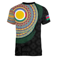 Shefa Tribal Tattoo with Namele Leaves Women V-Neck T-Shirt