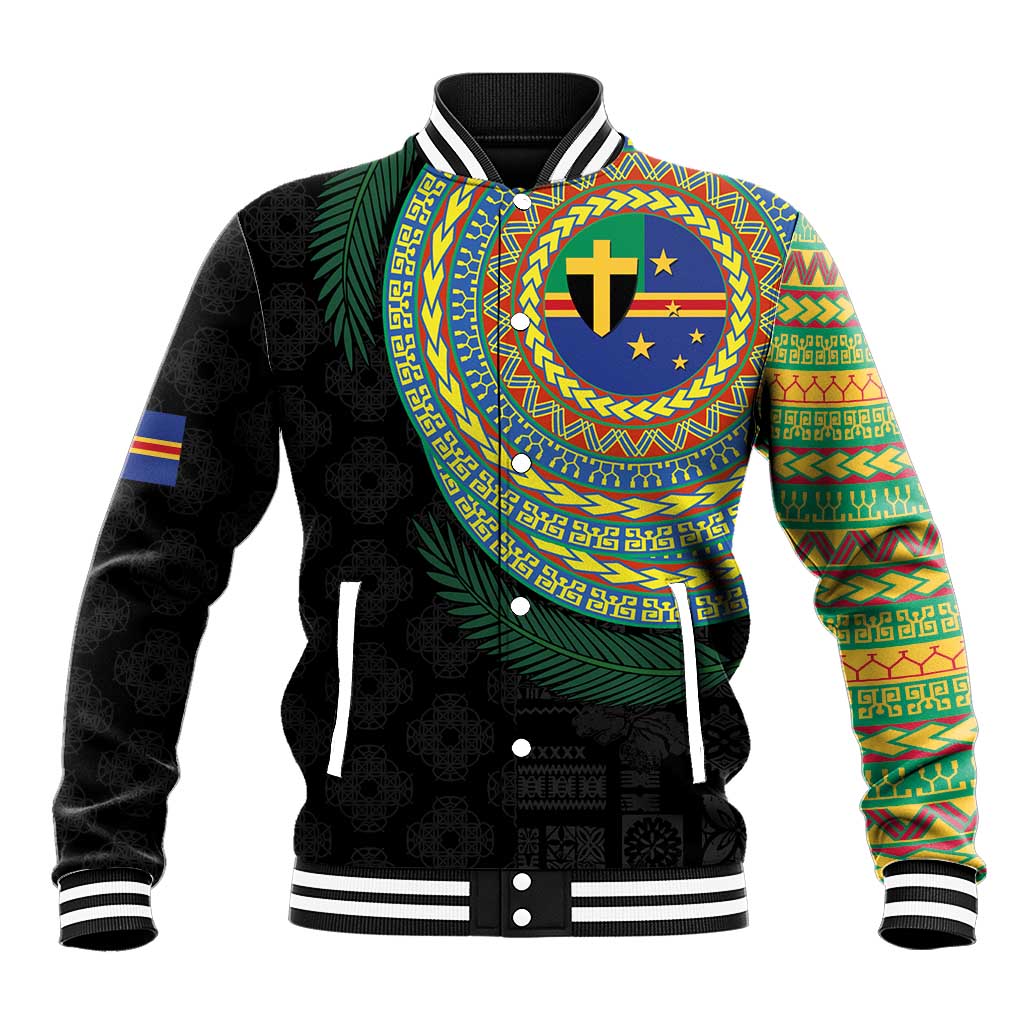 Tafea Tribal Tattoo with Namele Leaves Baseball Jacket