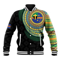 Tafea Tribal Tattoo with Namele Leaves Baseball Jacket