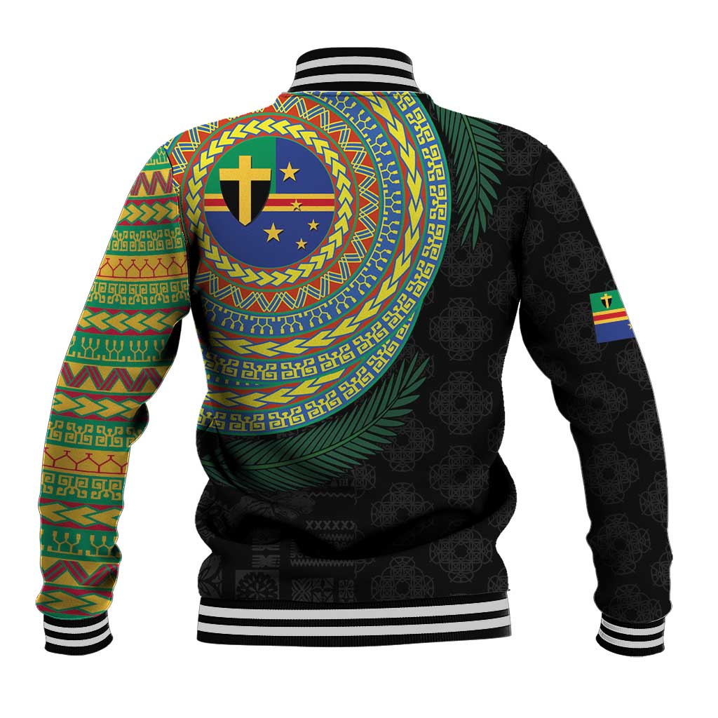 Tafea Tribal Tattoo with Namele Leaves Baseball Jacket