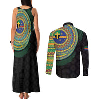 Tafea Tribal Tattoo with Namele Leaves Couples Matching Tank Maxi Dress and Long Sleeve Button Shirt
