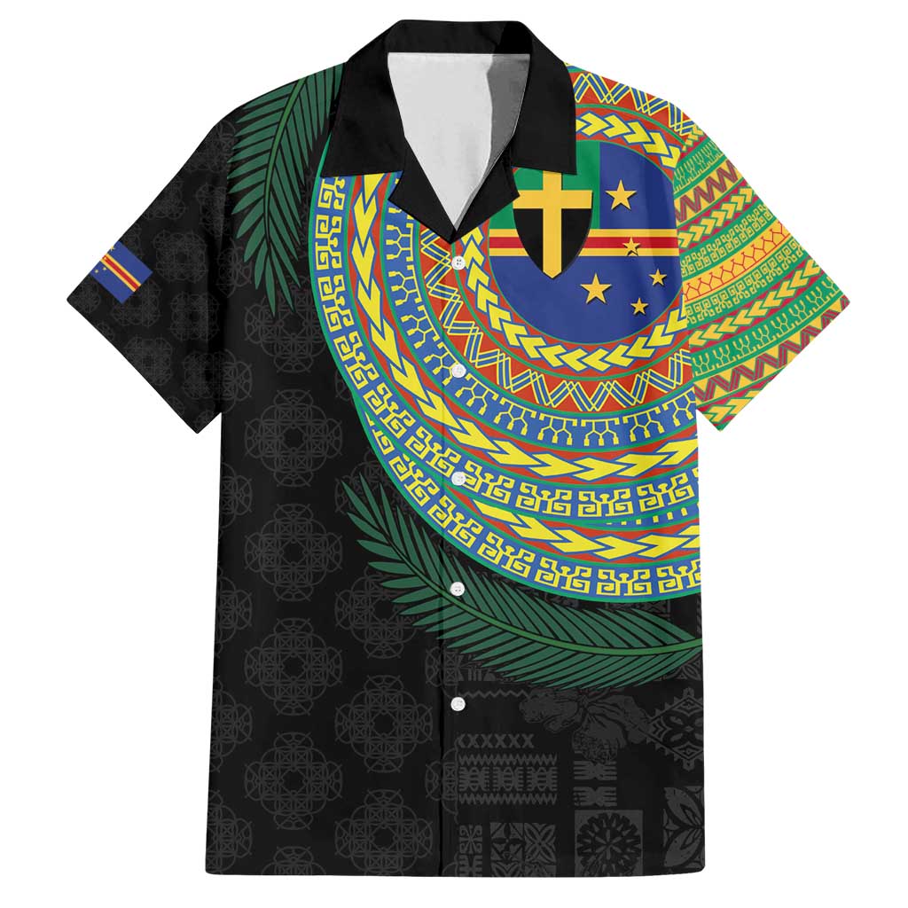 Tafea Tribal Tattoo with Namele Leaves Family Matching Long Sleeve Bodycon Dress and Hawaiian Shirt