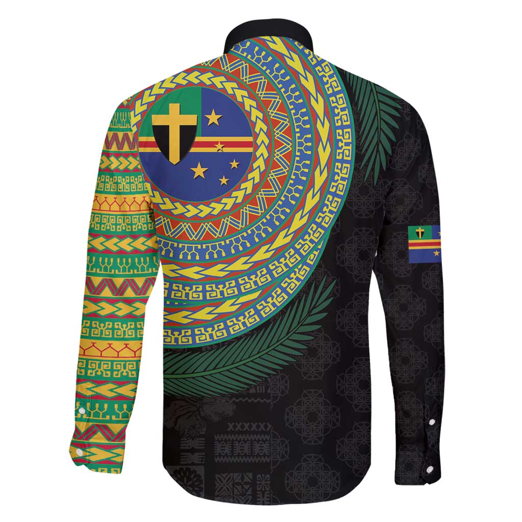 Tafea Tribal Tattoo with Namele Leaves Family Matching Long Sleeve Bodycon Dress and Hawaiian Shirt