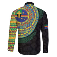 Tafea Tribal Tattoo with Namele Leaves Family Matching Long Sleeve Bodycon Dress and Hawaiian Shirt