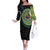 Tafea Tribal Tattoo with Namele Leaves Family Matching Off The Shoulder Long Sleeve Dress and Hawaiian Shirt