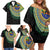 Tafea Tribal Tattoo with Namele Leaves Family Matching Off Shoulder Short Dress and Hawaiian Shirt