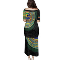 Tafea Tribal Tattoo with Namele Leaves Family Matching Puletasi and Hawaiian Shirt