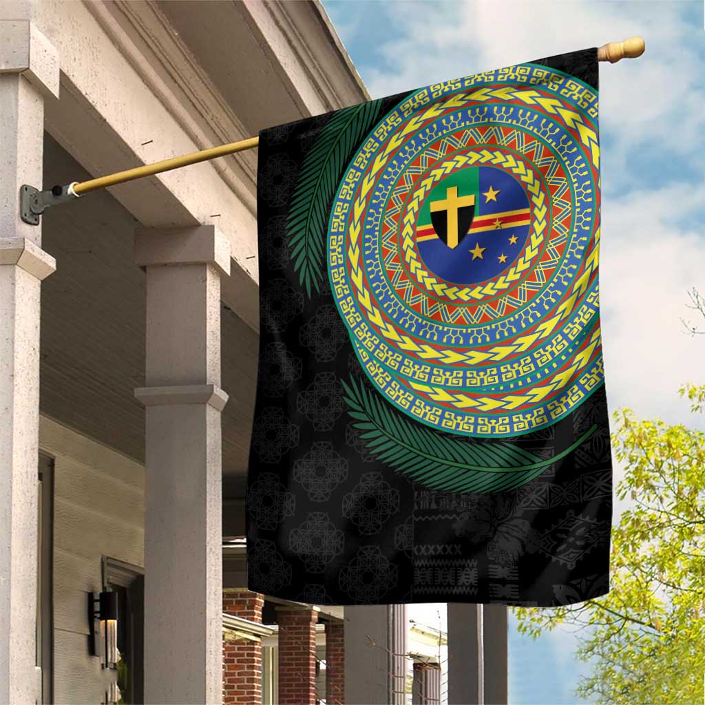 Tafea Tribal Tattoo with Namele Leaves Garden Flag