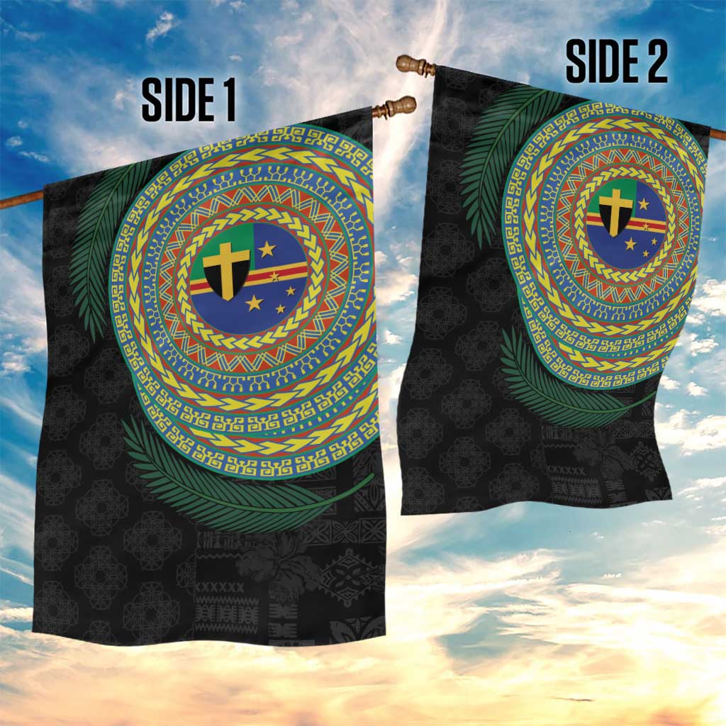 Tafea Tribal Tattoo with Namele Leaves Garden Flag