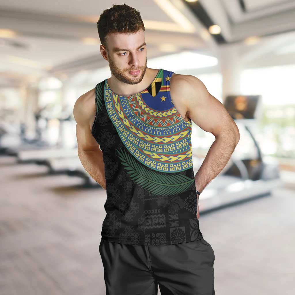 Tafea Tribal Tattoo with Namele Leaves Men Tank Top