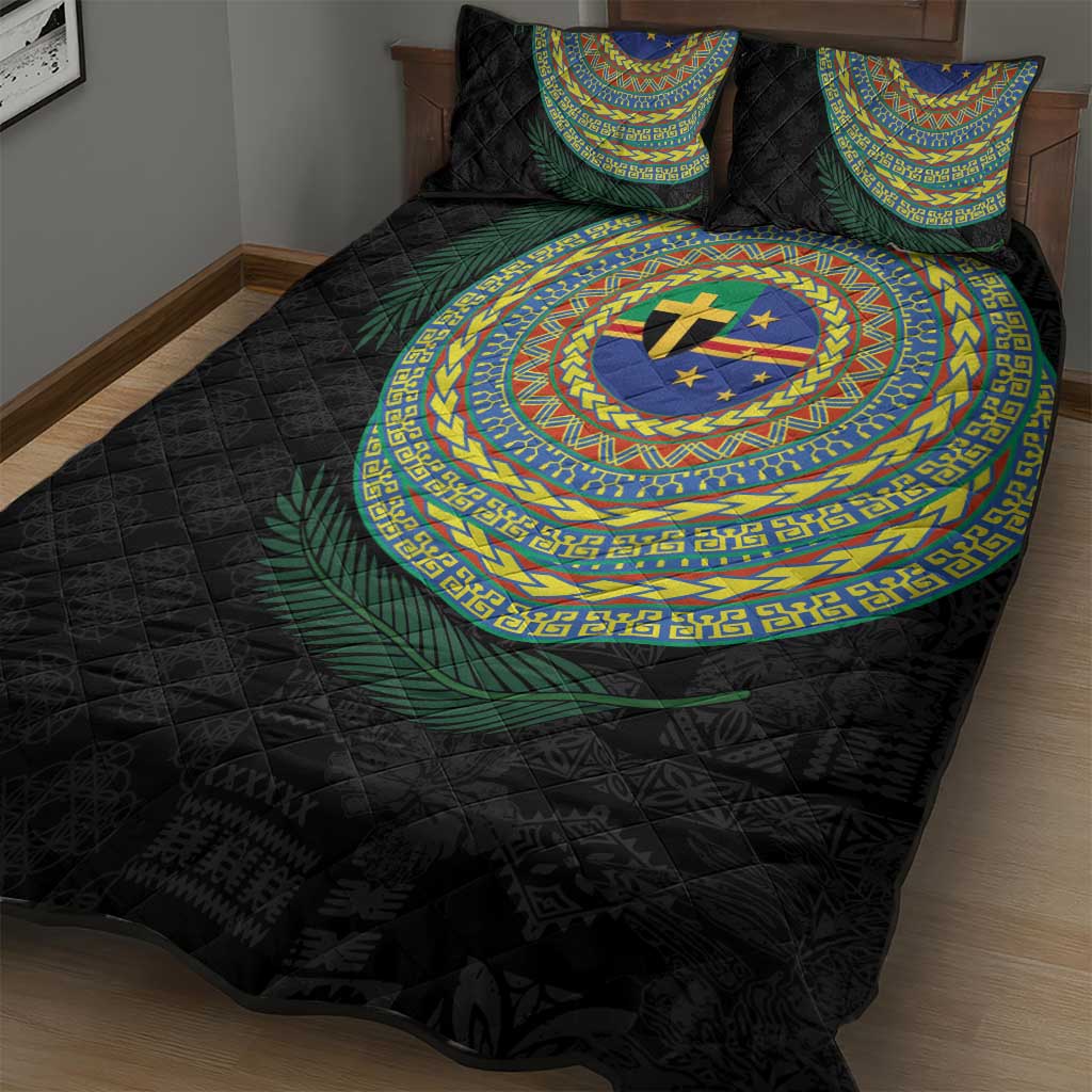 Tafea Tribal Tattoo with Namele Leaves Quilt Bed Set