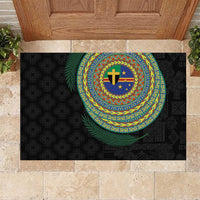 Tafea Tribal Tattoo with Namele Leaves Rubber Doormat