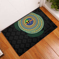 Tafea Tribal Tattoo with Namele Leaves Rubber Doormat