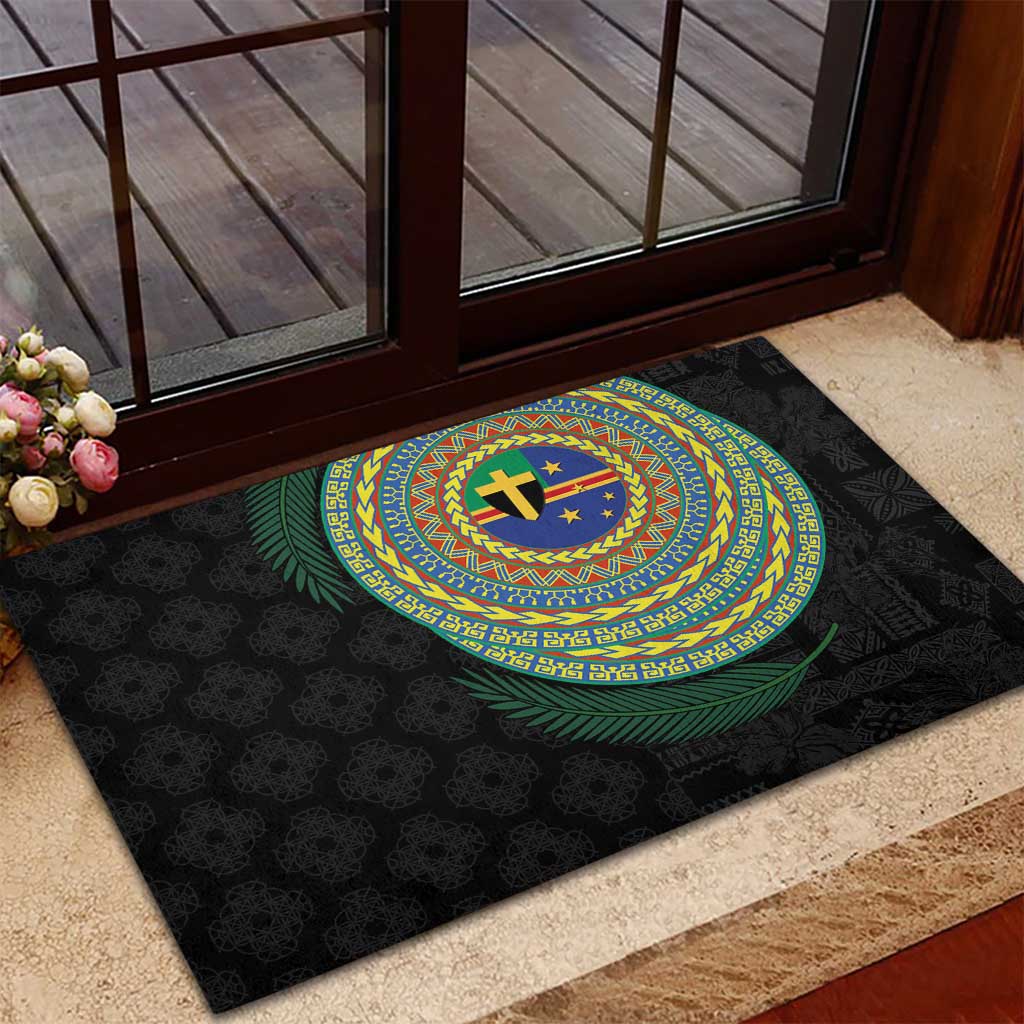 Tafea Tribal Tattoo with Namele Leaves Rubber Doormat